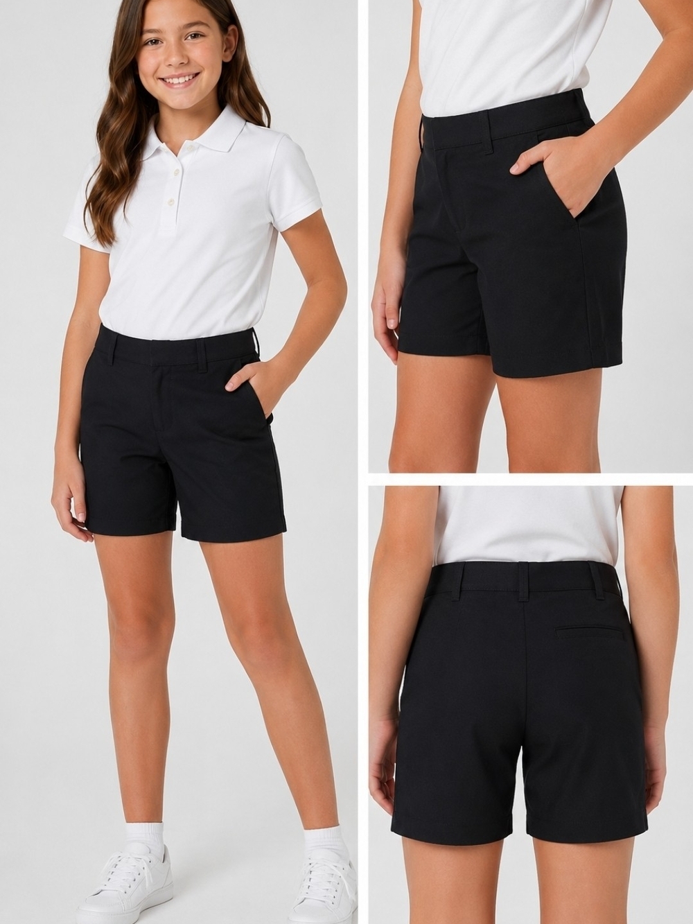 NWT Becky Thatcher Girls School Uniform Shorts Black Size 12 Regular Adjustable